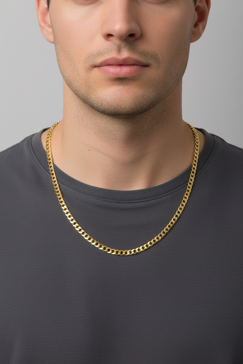 Cadena de oro de 10k con corte brillante de 5 mm, talla 18, unisex