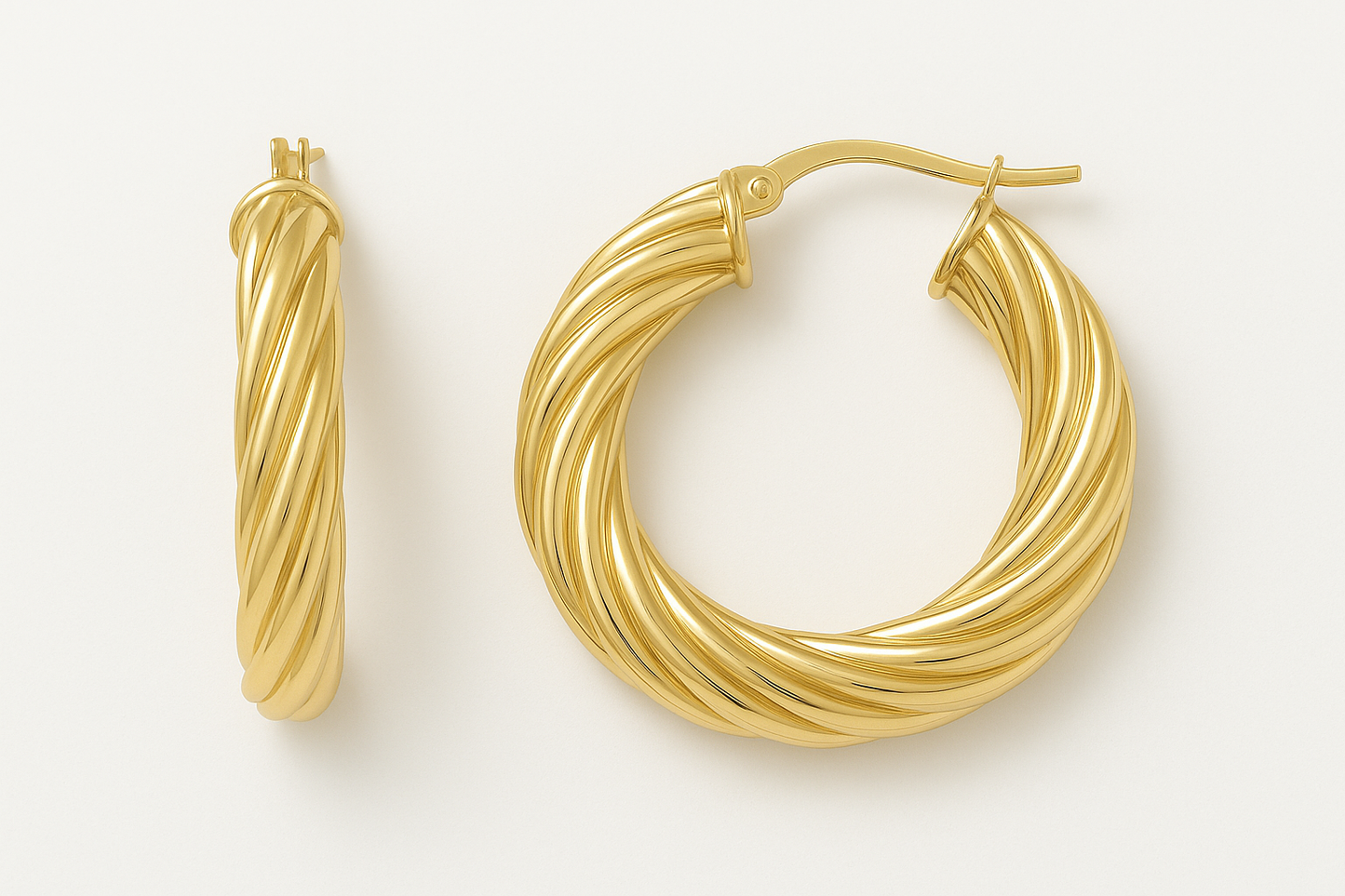 10k Gold Twisted Hoop Earrings - Product Photo