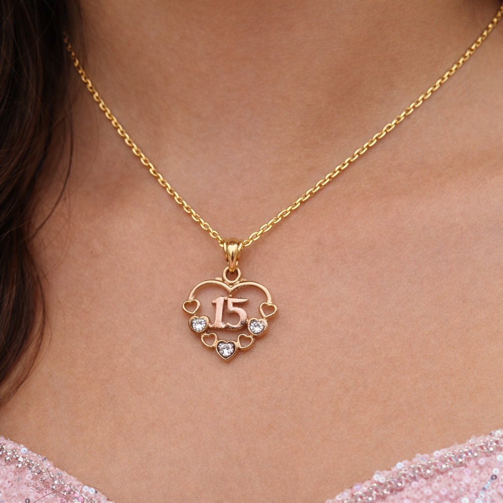 14K Gold Small Quinceañera Charm