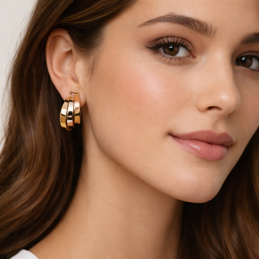 14K Tri-Color Gold Earrings