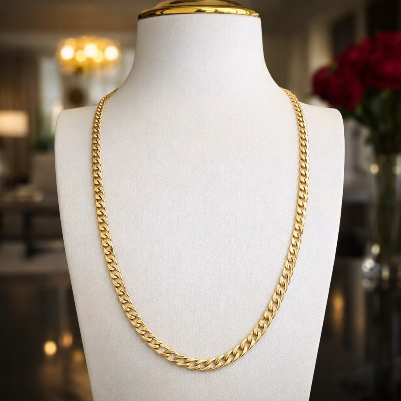 14K Gold Diamond Cut Chain Necklace 24 Inch 3.7mm