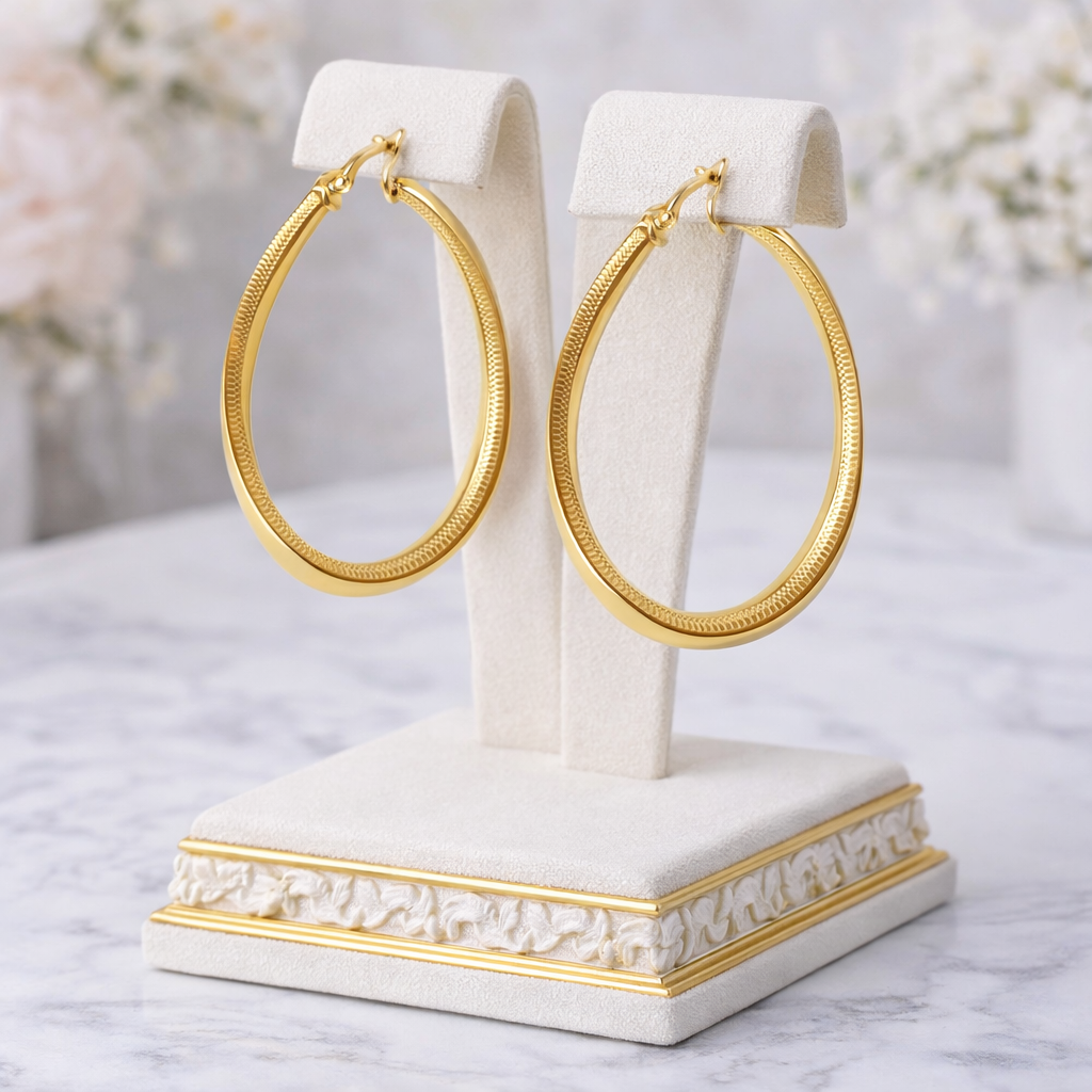 14K Gold Oval Hoop Earrings