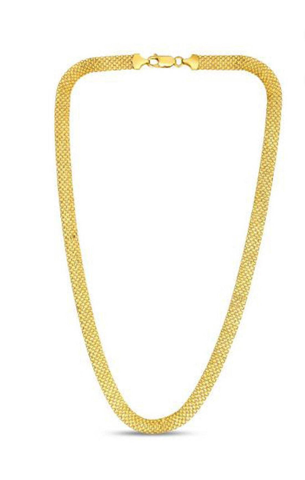 14k Gold Bismarck Chain Necklace with Gold Hearts - 18 inches