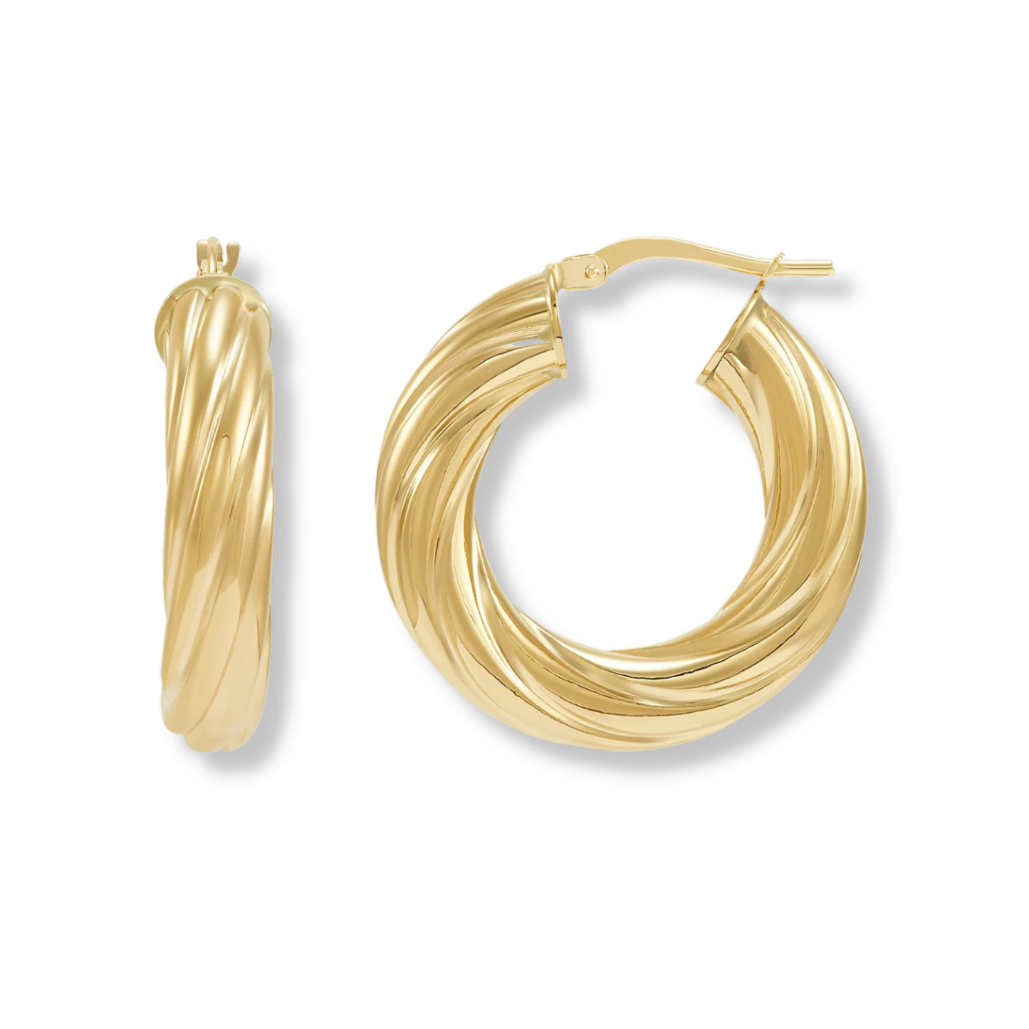 10k Gold Twisted Hoops Size 2 for Women