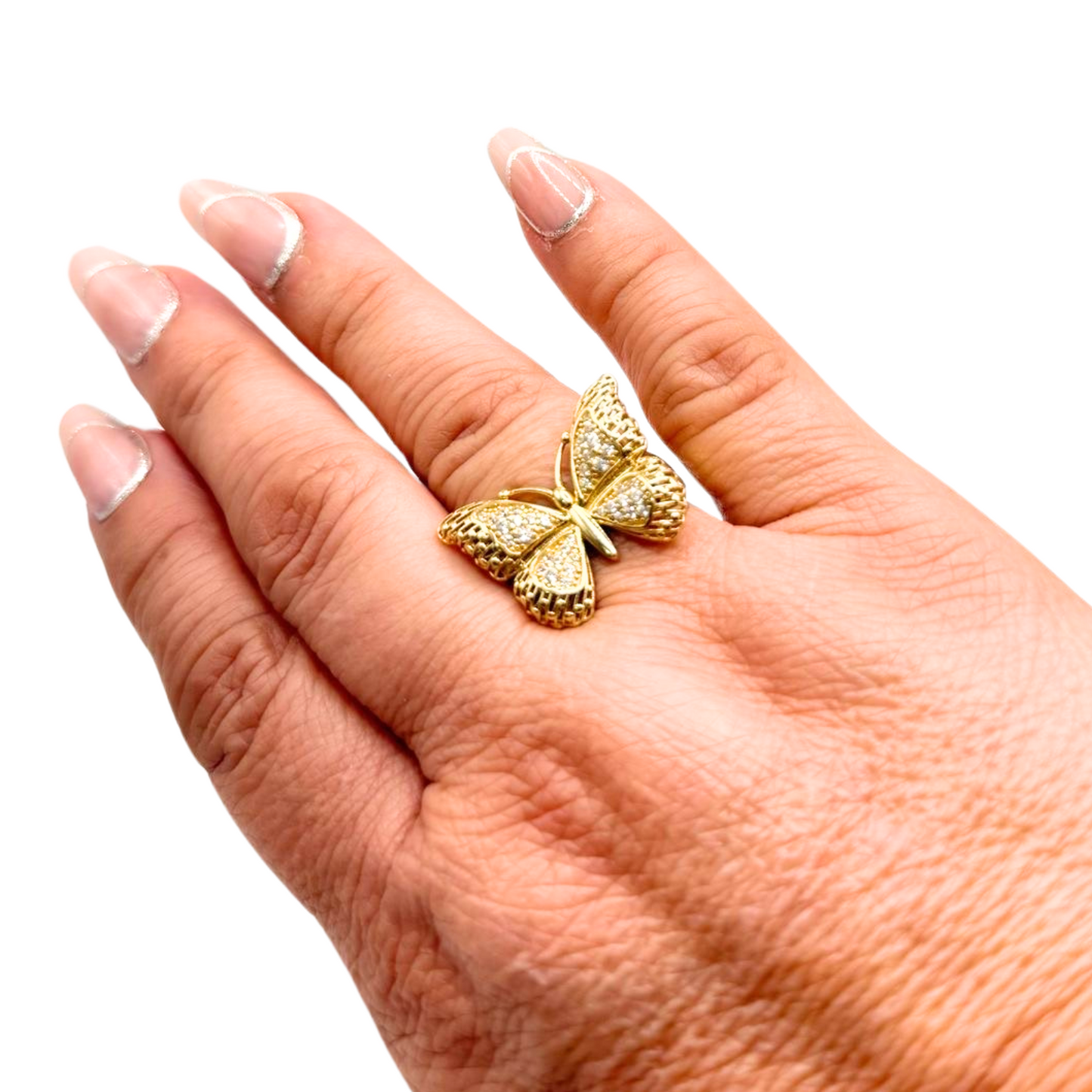 Anillo de mariposa de oro de 10k