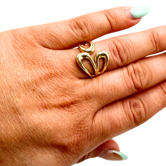 Anillo de 3 hojas de oro de 10 quilates, talla 7