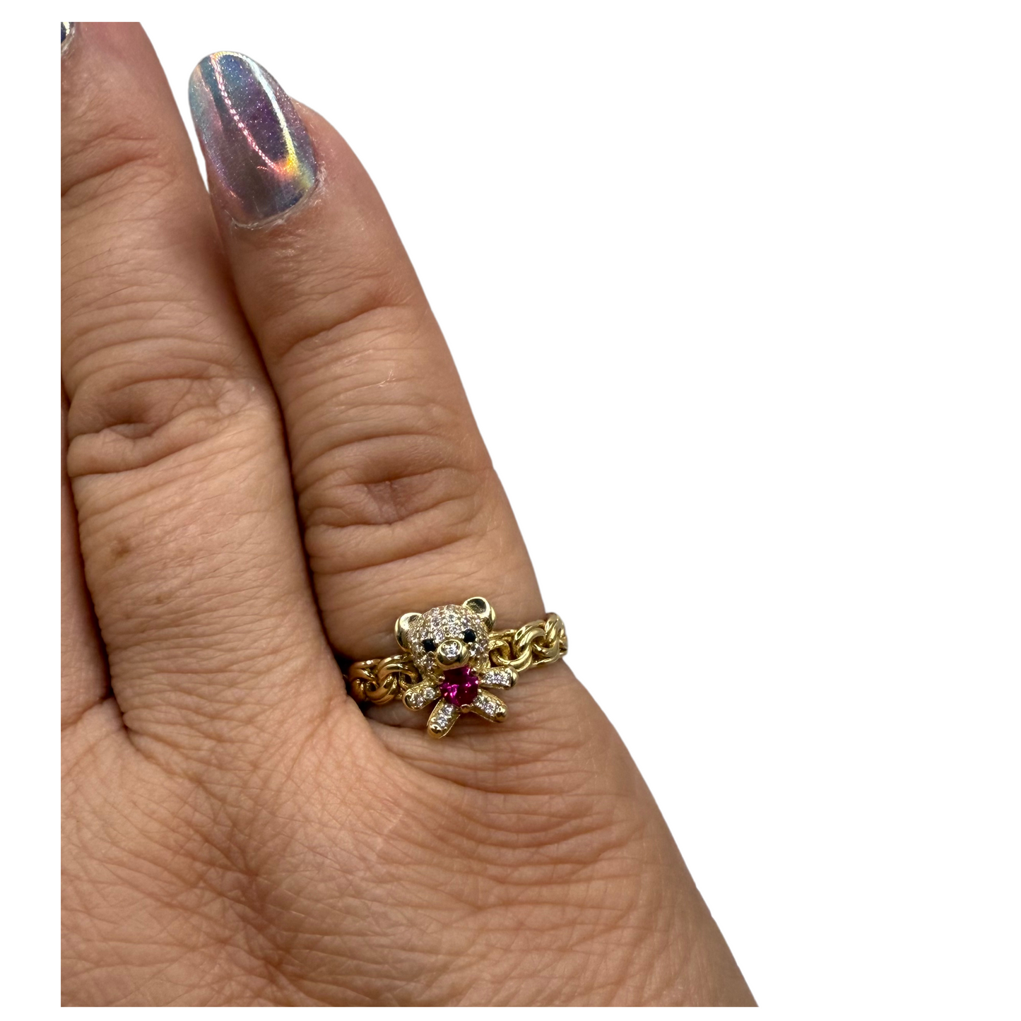 10k gold teddy bear ring size 7 1/2 for women