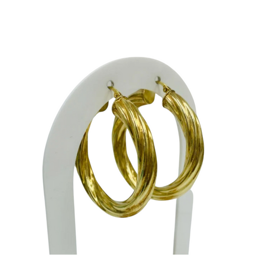 Aros trenzados de oro de 10 quilates, talla 2 para mujer