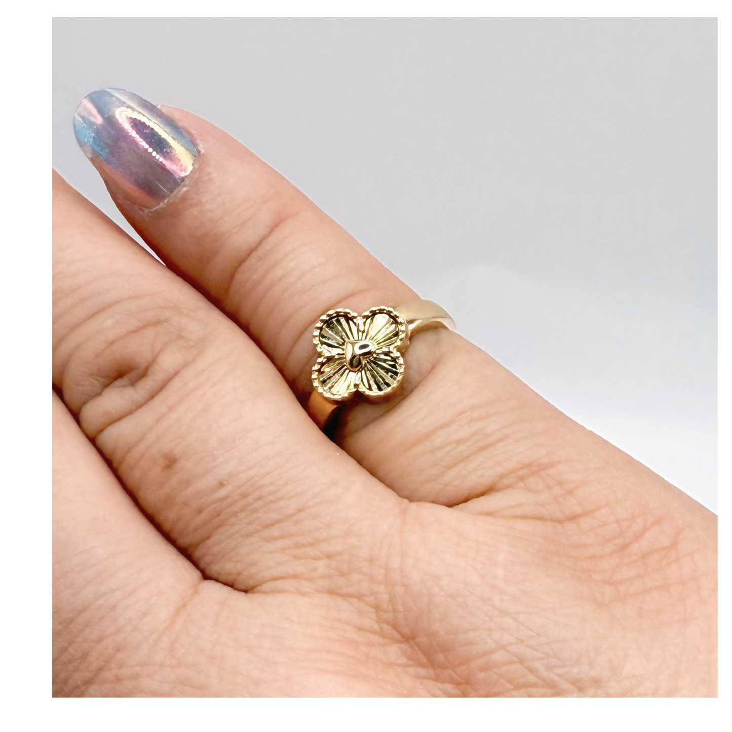 10k gold clover ring size 6 3/4 for women