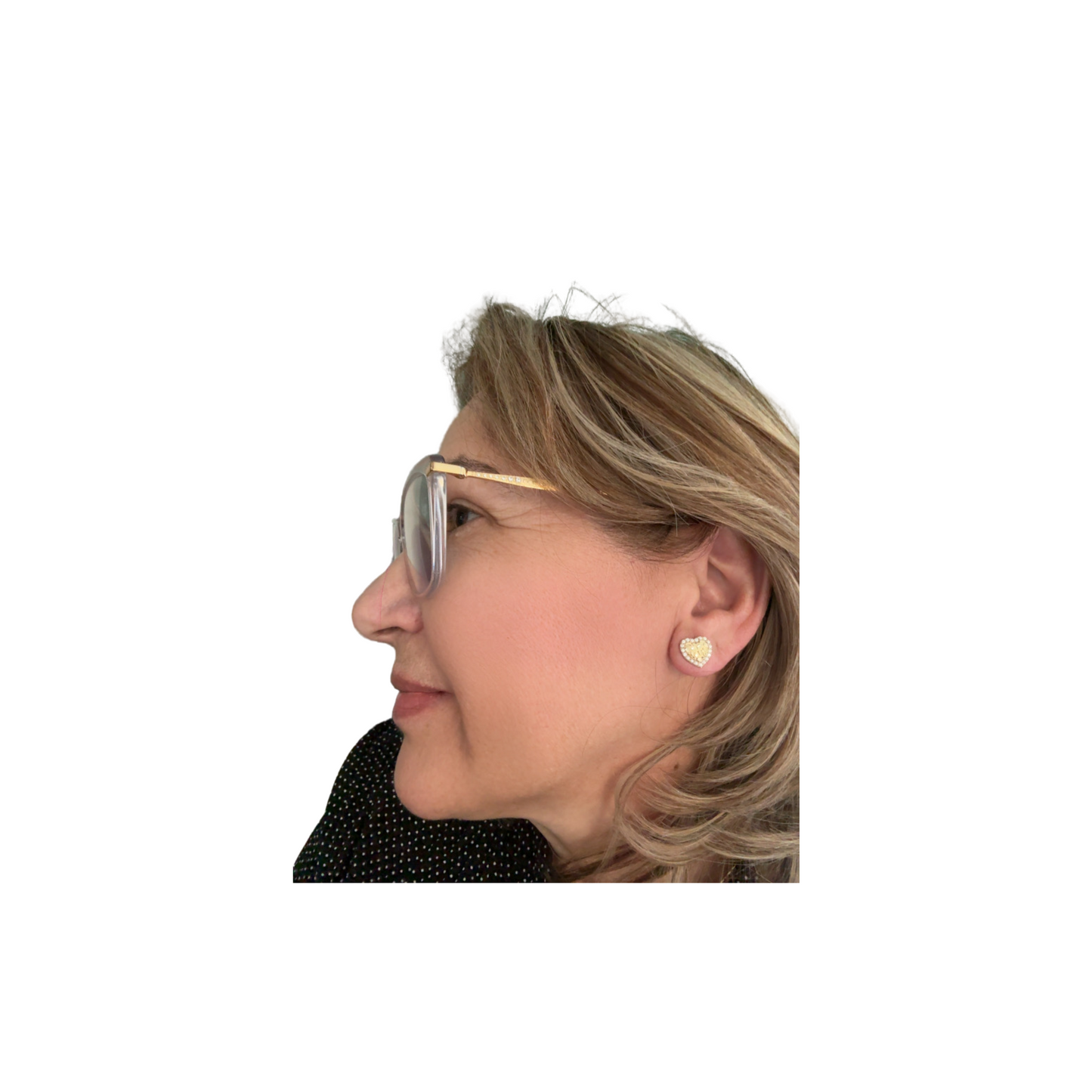 Aretes de corazon con circonita de oro 10k de mujer