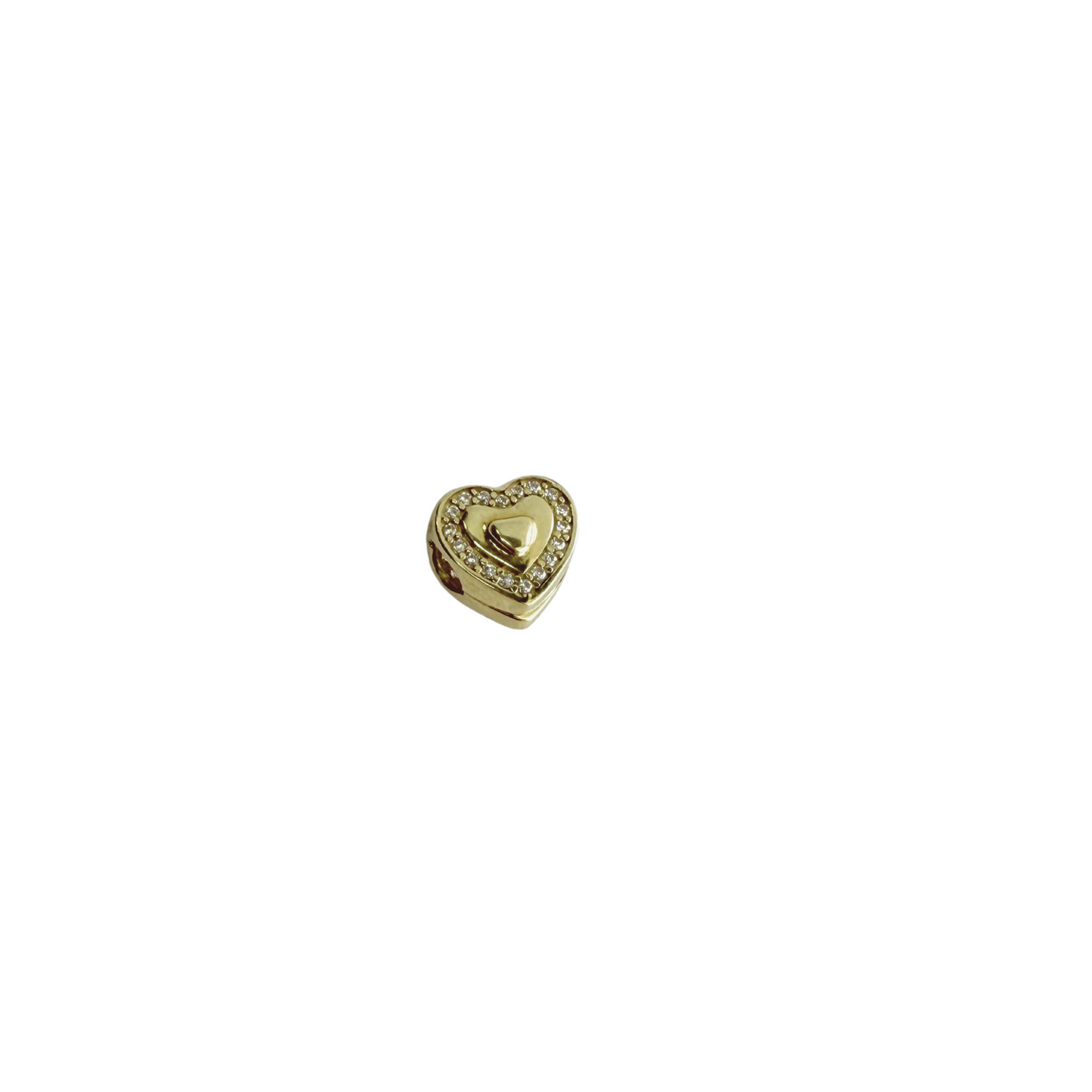10k gold heart charms with zirconia for women