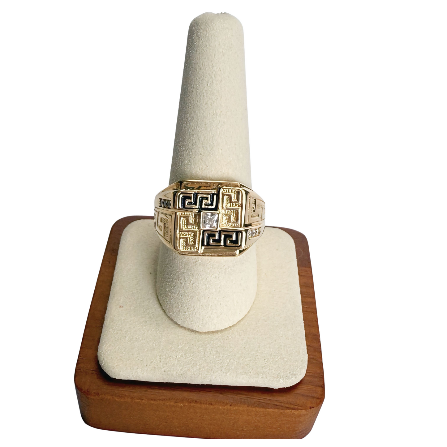 Versace 10k gold ring adorned with zirconia, size 12 for men