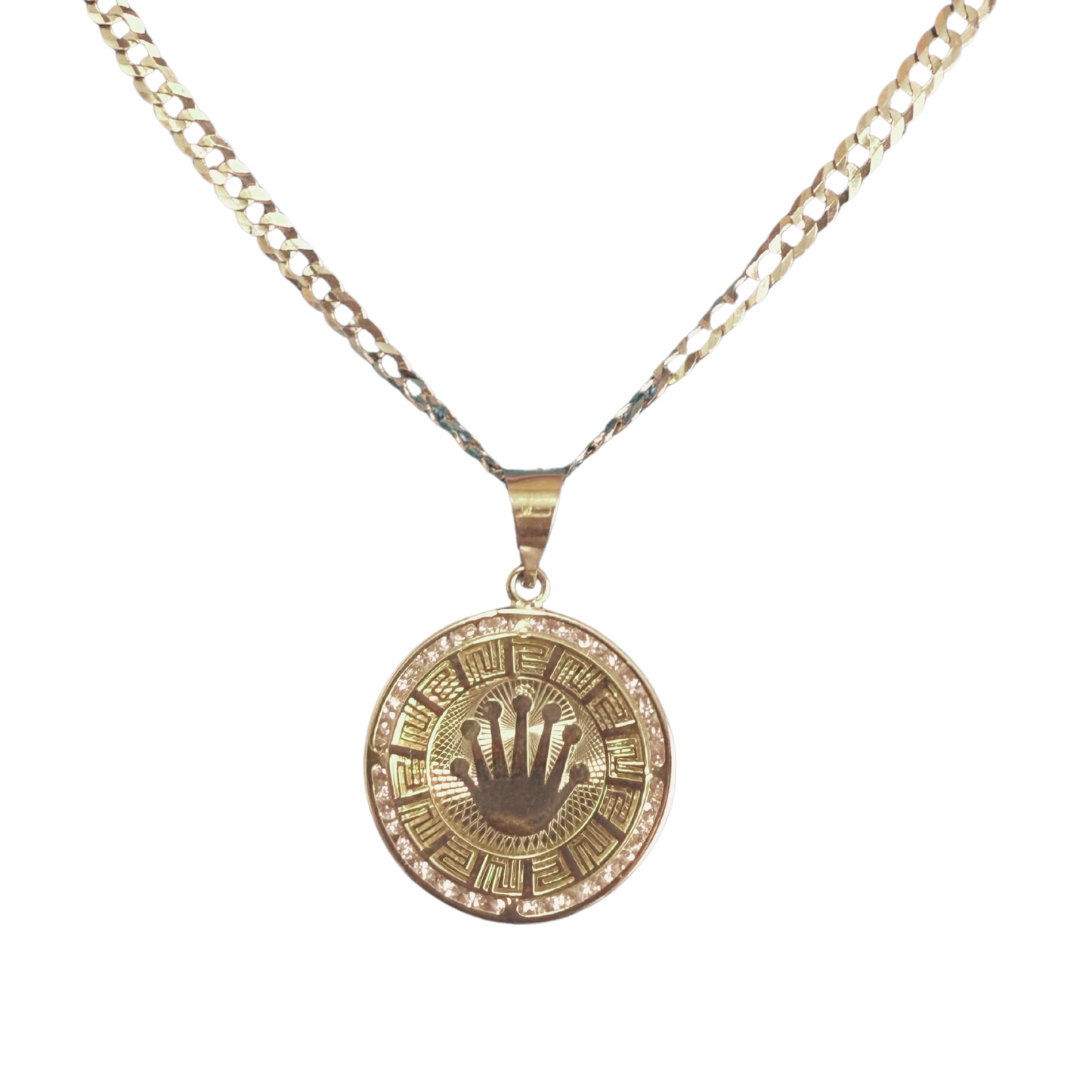 Rolex 10k gold pendant with zirconia for men