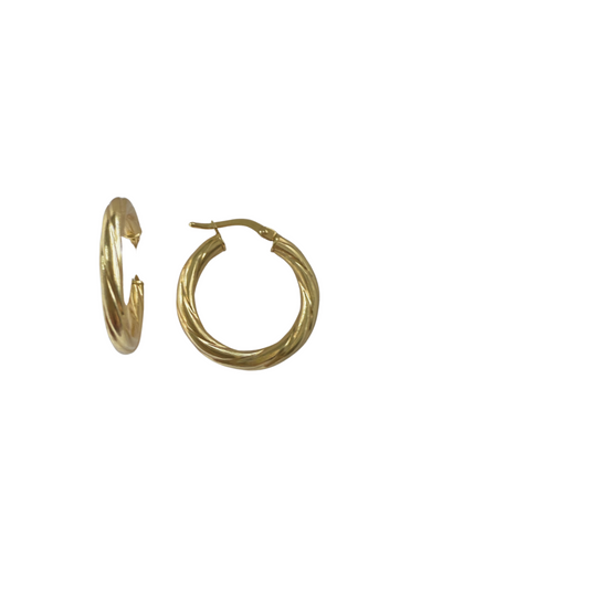Pendientes de aro trenzados de oro de 10 quilates, talla 2 para mujer