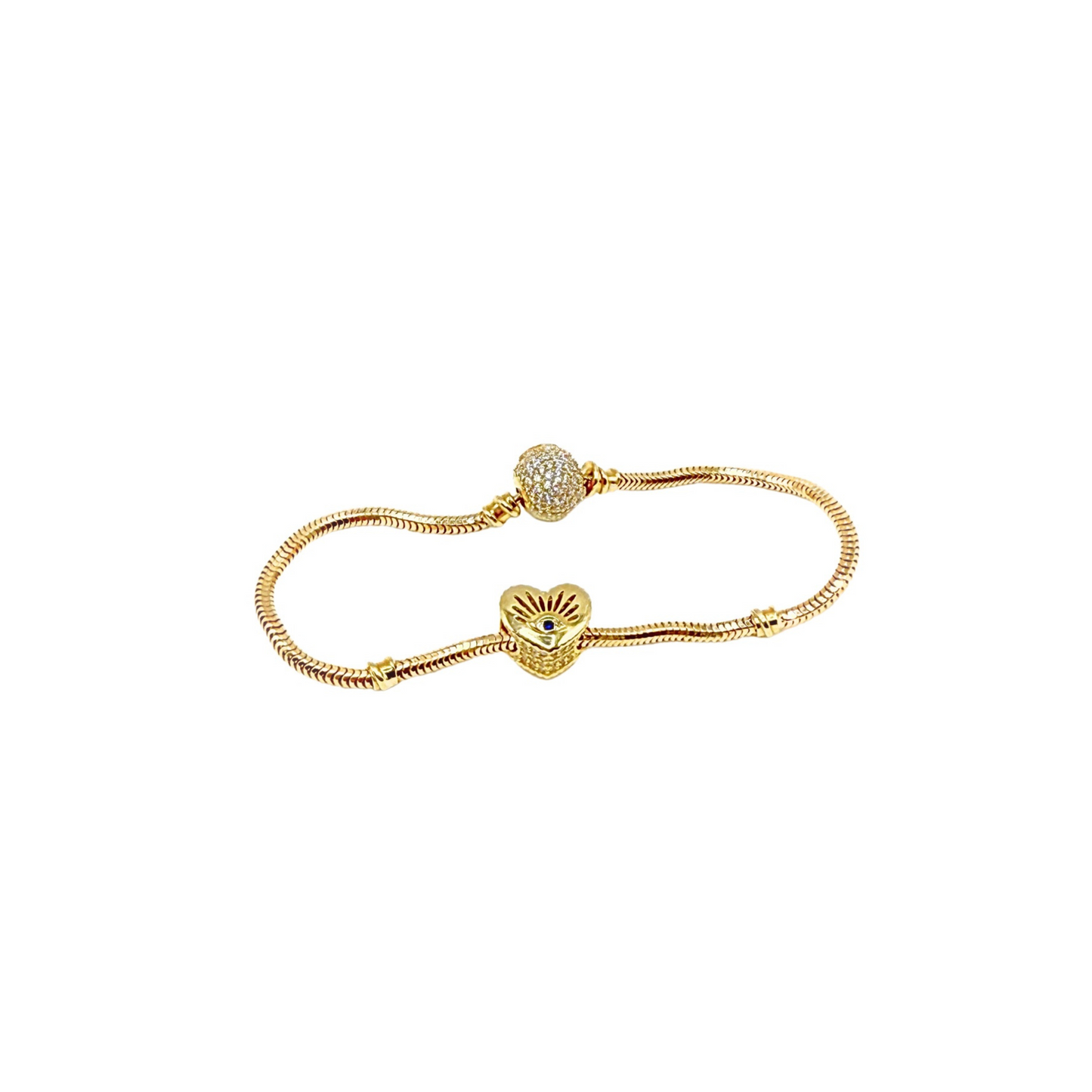 10k gold heart charms with eye and zirconia for women