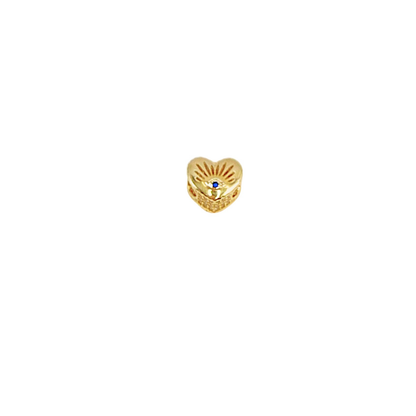 10k gold heart charms with eye and zirconia for women