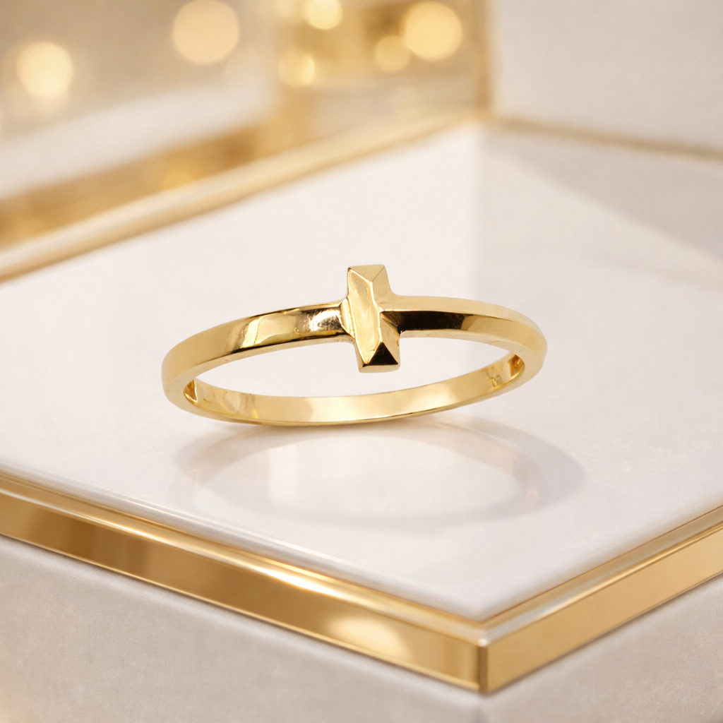 14K Gold Sideways Cross Ring - Size 9