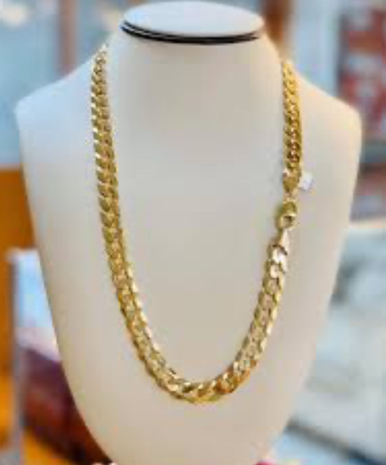 10k gold Shiny Cut Chain, size 18.5mm, unisex