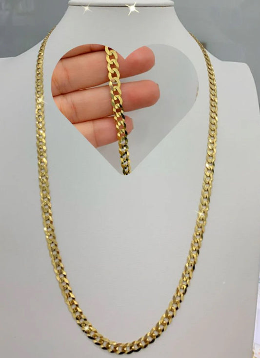 Cadena de oro de 10k con corte brillante de 5 mm, talla 18, unisex