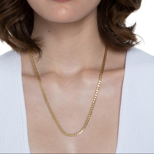 Cadena de oro de 10 quilates, talla 22, 3 mm, unisex