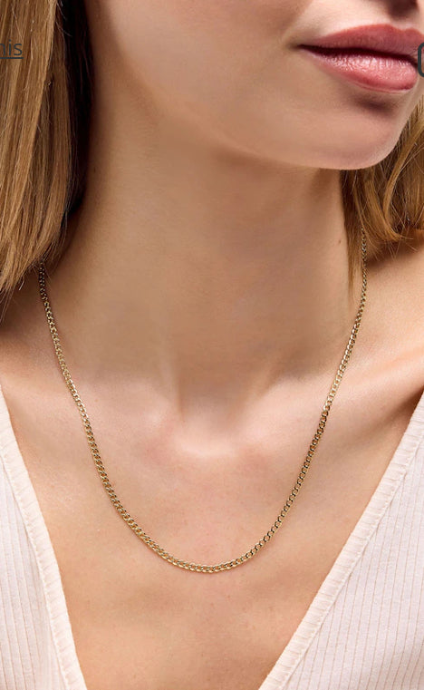 Cadena de oro de 10 quilates con corte brillante, talla 22, 2,5 mm unisex