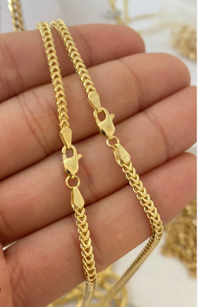 Franco chain 10k gold, size 22, 2.5mm unixes
