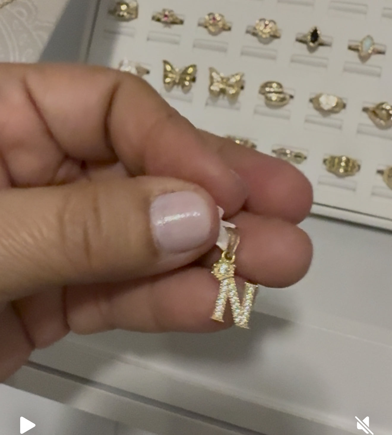 10k gold initial N pendant with zirconia and unisex crown
