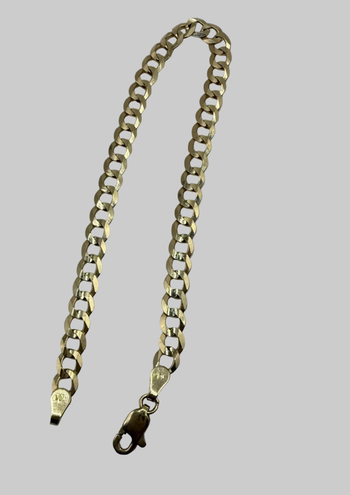 Pulsera de oro de 14 k, corte brillante, talla 7, 4,6 mm, unisex