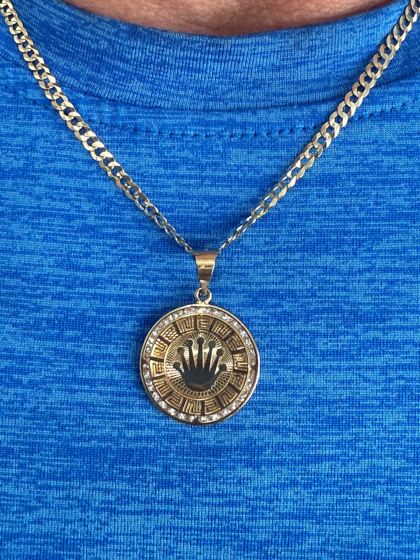 Rolex 10k gold pendant with zirconia for men