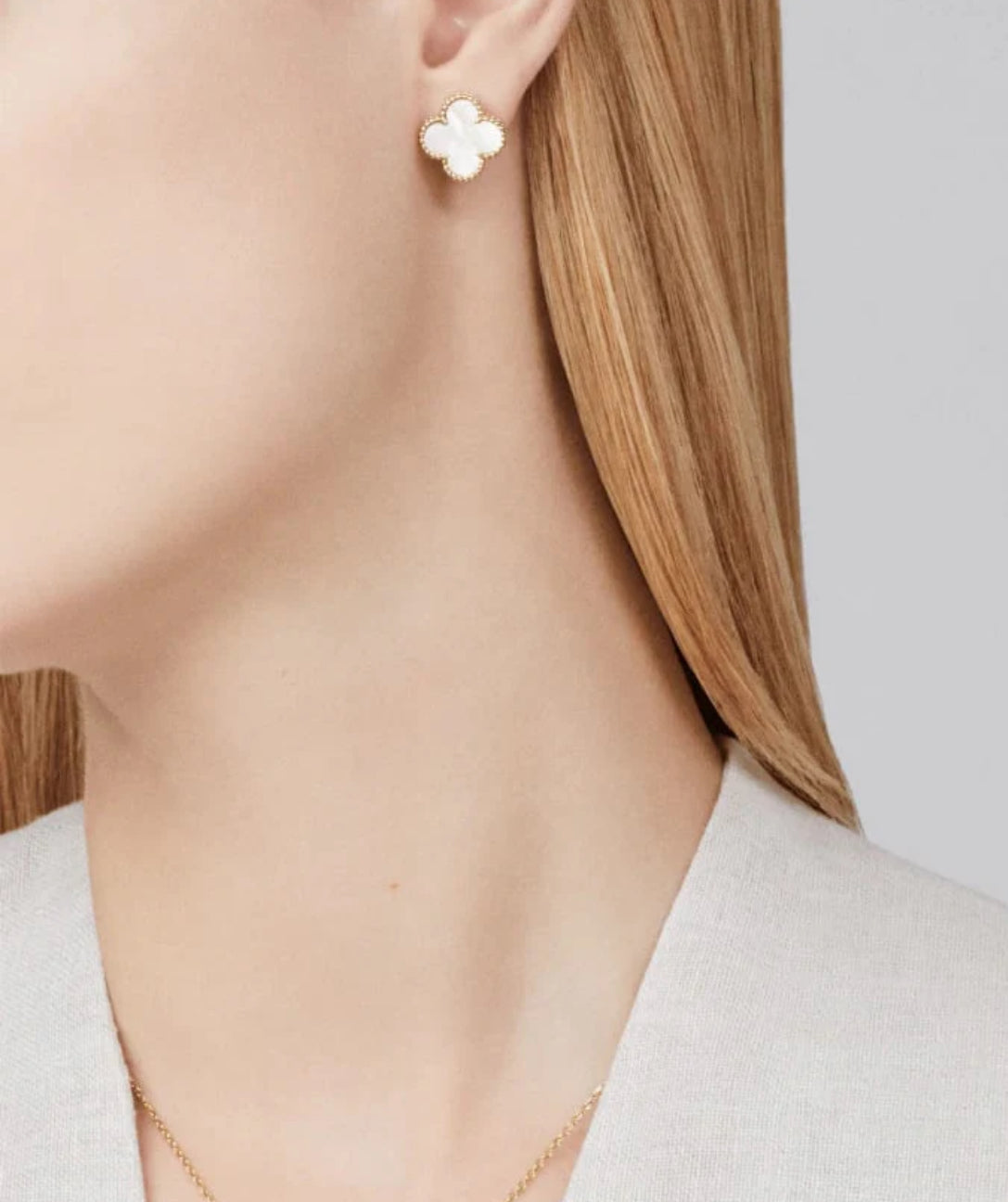 Aretes clover Blanca's de oro 10k de mujer