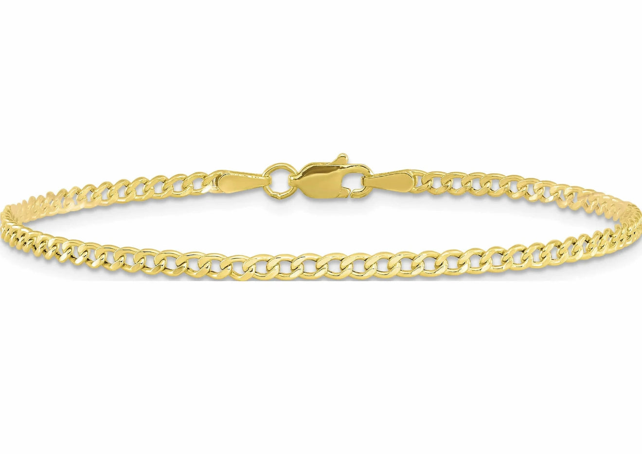 10k Gold Shine Cut Anklets Size 10 for Women 2.5mm