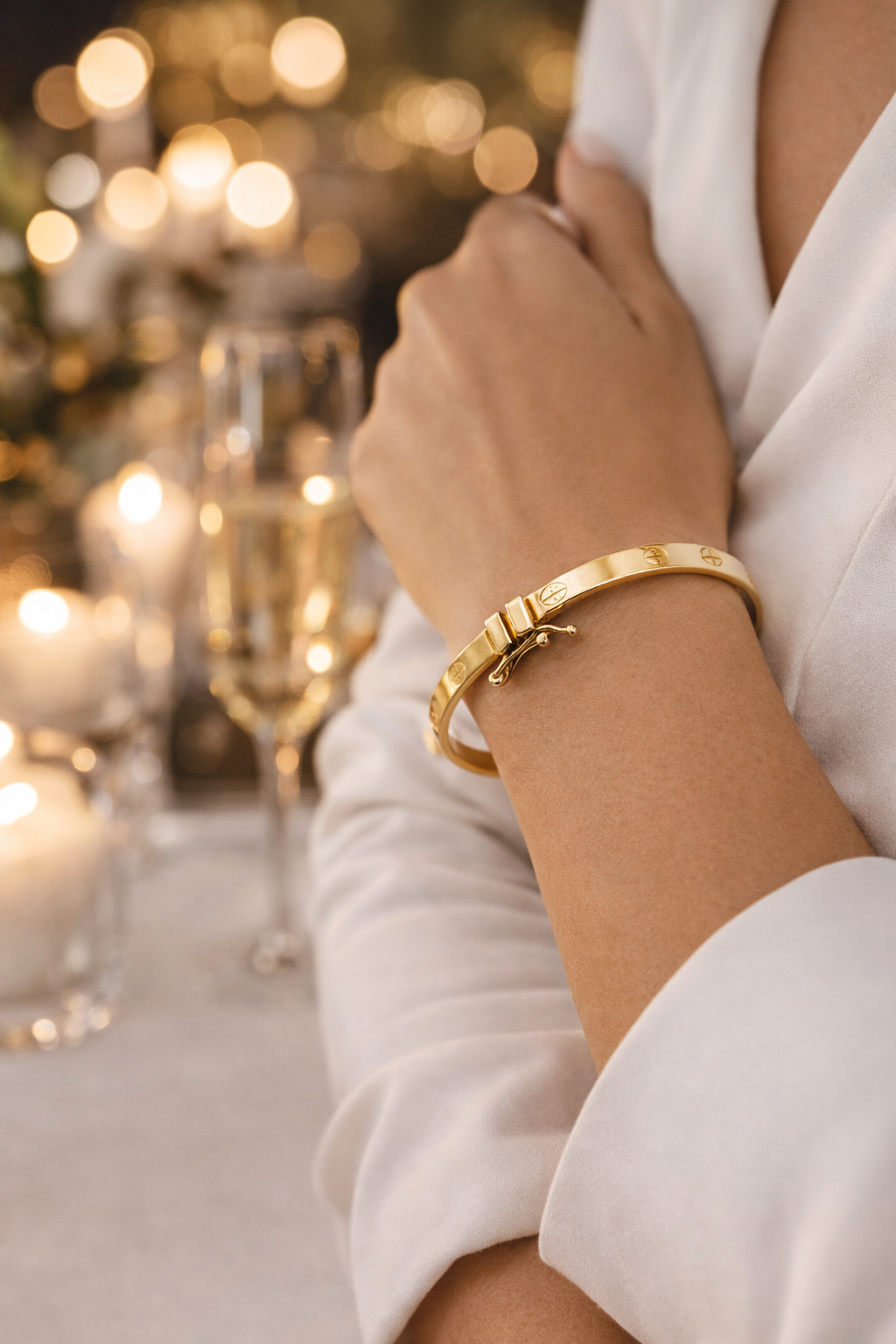 Pulsera Cartier de oro de 14 quilates para mujer, 20 cm, 4 mm