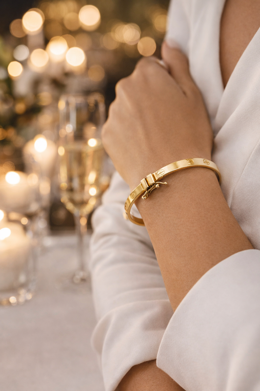 Pulsera Cartier de oro de 14 quilates para mujer, 20 cm, 4 mm