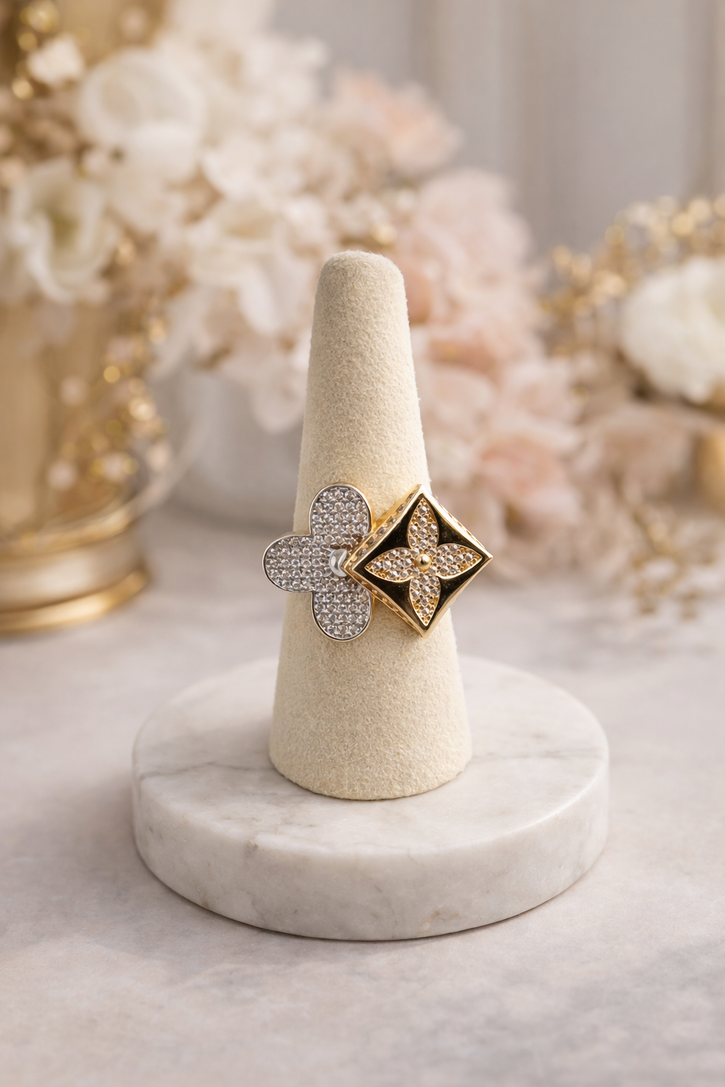 Anillo de oro de 14k para mujer, talla 7 1/2