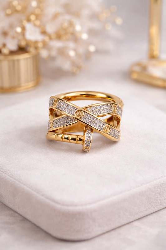 Anillo Oro 14k Estilo Cartier Juste Un Clou Mujer | Pavé de diamantes