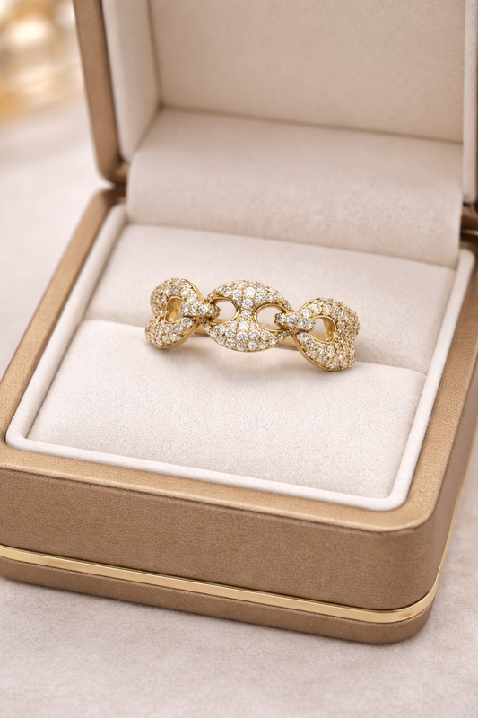 Anillo de oro de 14 quilates, estilo Gucci, talla 10 para mujer