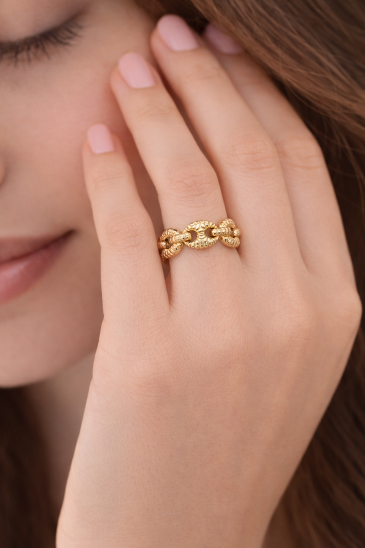 Anillo de oro de 14 quilates, estilo Gucci, talla 8.5 para mujer