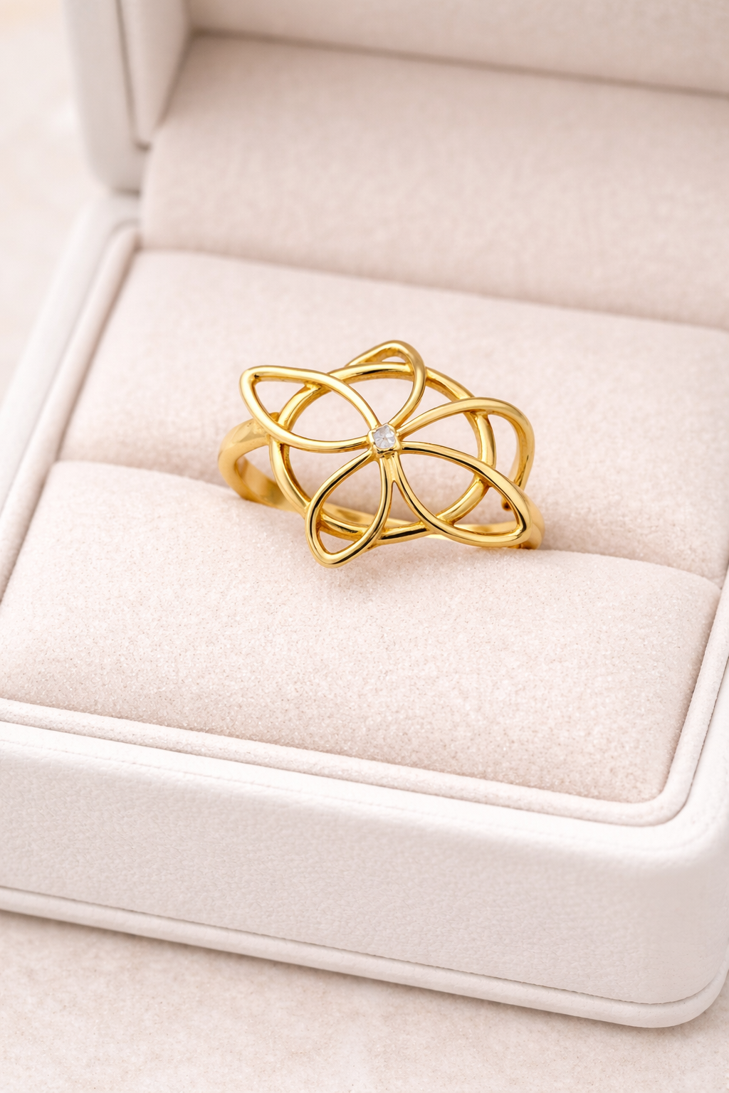 Anillo de oro de 14 quilates para mujer, talla 8