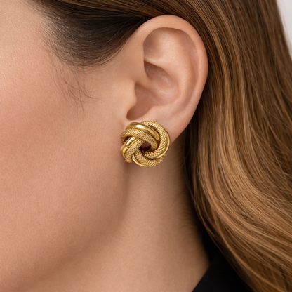 14K Gold Knot Earrings Large