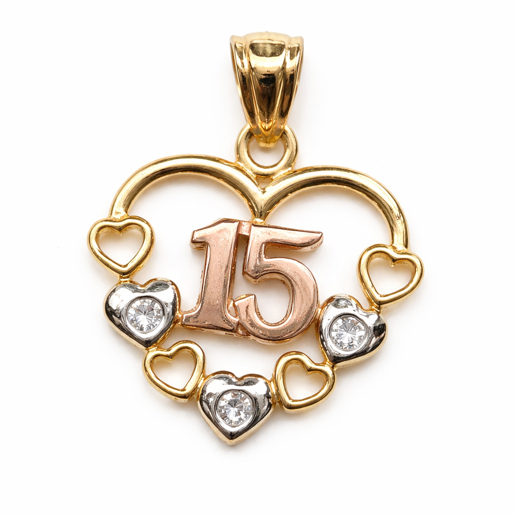 14K Gold Small Quinceañera Charm
