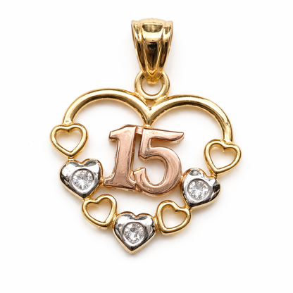 14K Gold Small Quinceañera Charm