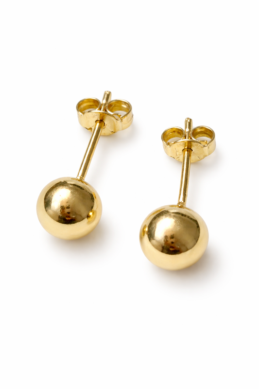 14K Gold Ball Stud Earrings Large