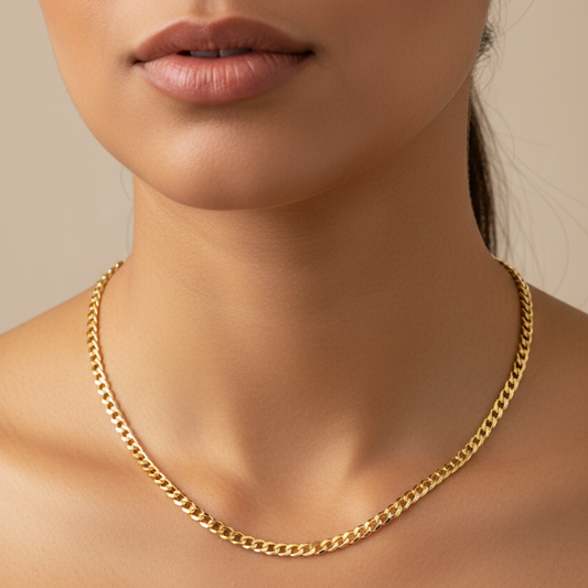 Cadena de oro de 10k con corte brillante, talla 18, 4,5 mm unisex