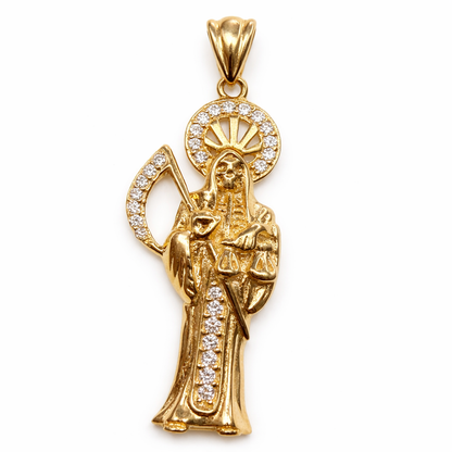 14K Gold Santa Muerte Pendant