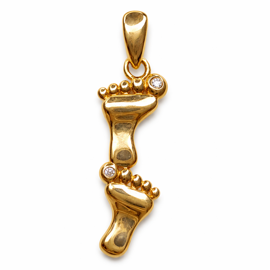 14K Gold Baby Foot Pendant with Cubic Zirconia