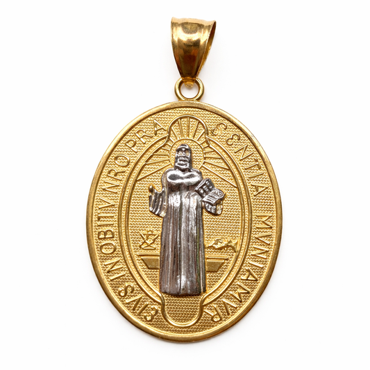 14K Gold Saint Benedict Medal Pendant