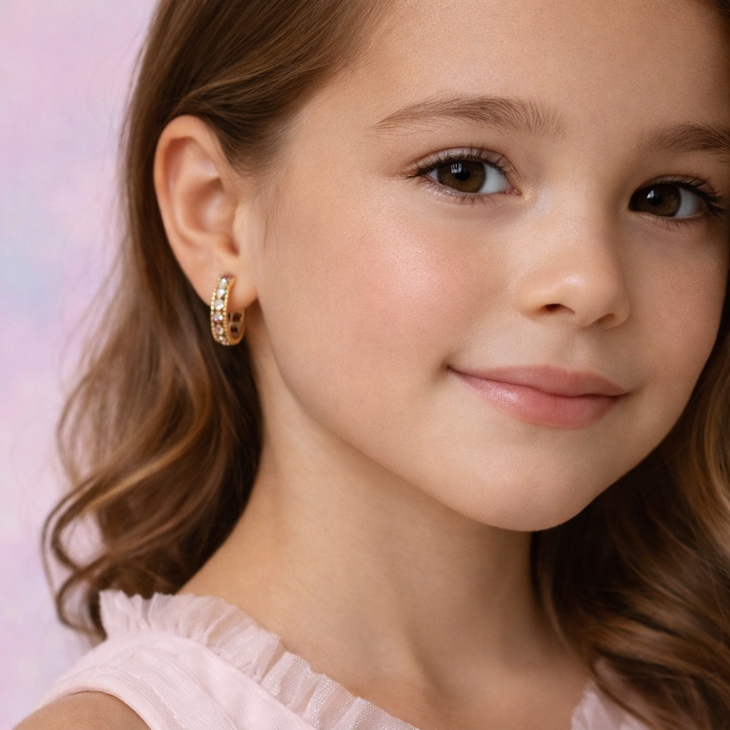 14K Gold Hoop Earrings with Cubic Zirconia