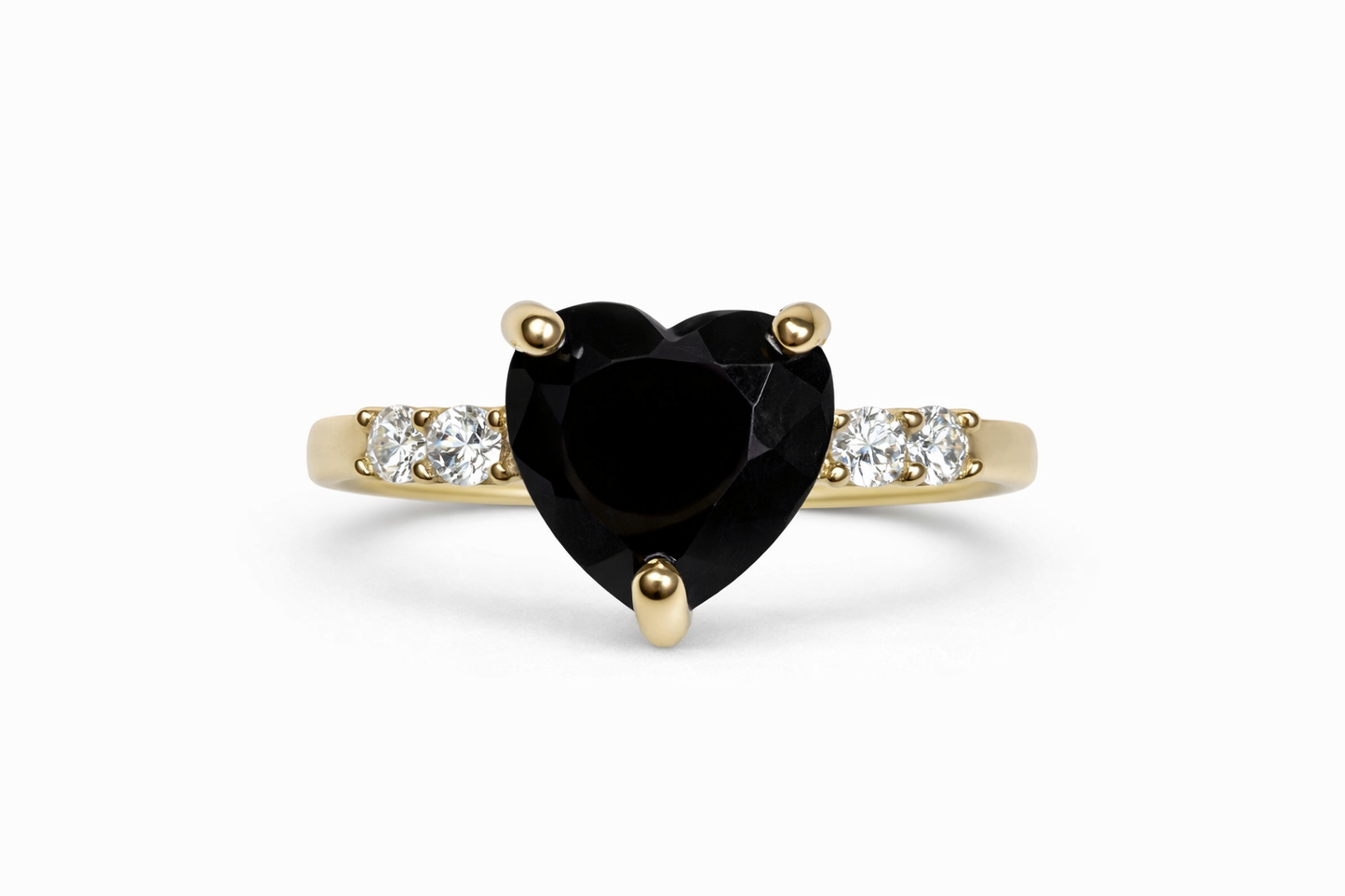 10k Gold Black Heart Ring Size 7
