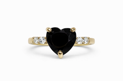 10k Gold Black Heart Ring Size 7