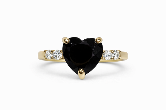 10k Gold Black Heart Ring Size 7